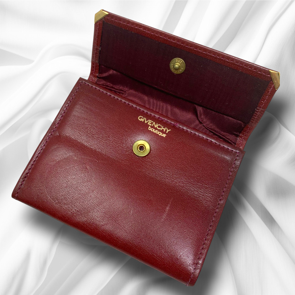 Vintage Givenchy Boutique Oxblood Leather Wallet NWT Rare Structured Mini Case - Picture 4 of 12